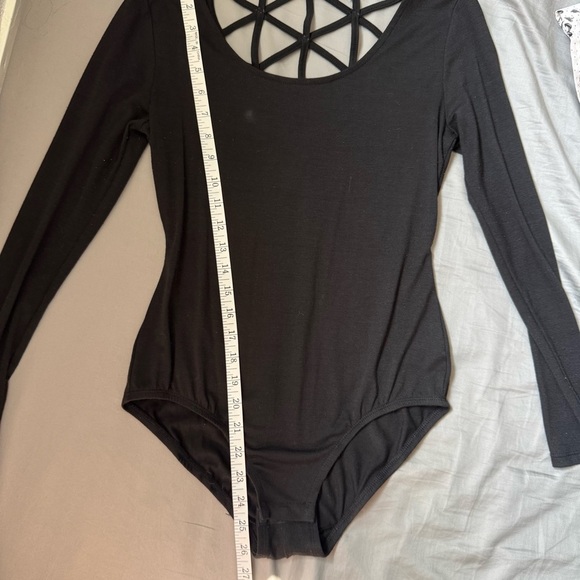 Xhilaration Black Long Sleeve Cutout Bodysuit - Picture 5 of 5